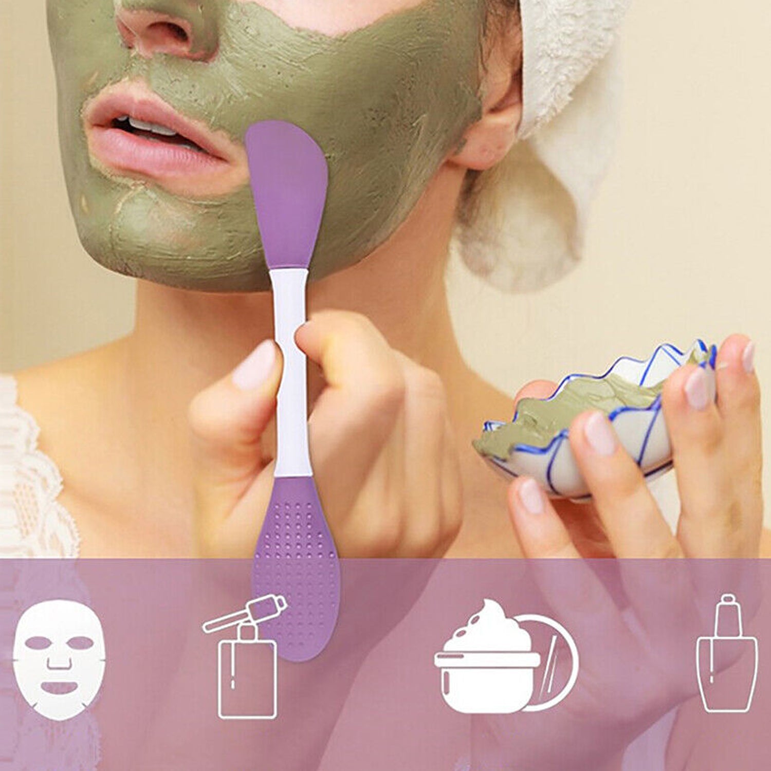 12532 Double-headed Silicone Mask Brush Face Cleansing and Applying Mud Mask Beauty Salon Special Brush Smear Tool Facial Scrub Silicone Wash Scrubber Face Tools (1 Pc) 12532 Double-headed Silicone Mask Brush Face Cleansing and Applying Mud Mask Beauty Salon Special Brush Smear Tool Facial Scrub Silicone Wash Scrubber Face Tools (1 Pc)
